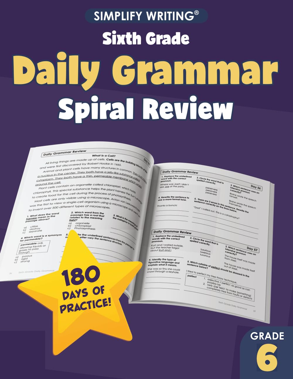Sixth Grade Daily Grammar Practice and Spiral Review (Writing Skills Workbooks For Home Educators and Classroom Teachers)