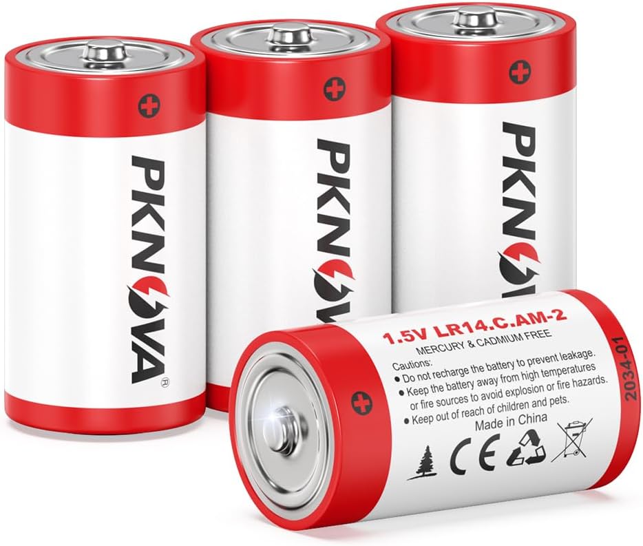 PKNOVA C Batteries 4 Pack, 1.5v LR14 Type C Batteries, Long