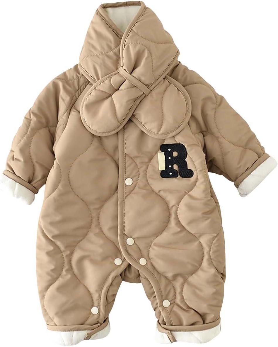 Newborn Baby Winter Thermal Snowsuit Romper Infant Puffer Fleece Outerwear Baby Cold Weather Jumpsuit Playsuit