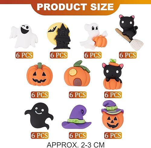 Miniatura 2 de WEBEEDY 60 piezas de cabujones de resina de Halloween con parte trasera plana, adornos para álbumes de recortes, cabujón de resina, accesorio para