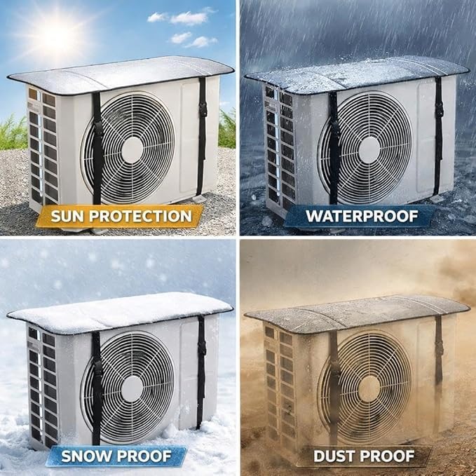 Image of AC Outdoor Unit Protector Cover | Waterproof & Heat Resistant Insulation Sheet | Heavy Duty AC Outdoor Cover for Split AC | Sun, Rain & Dust Protection