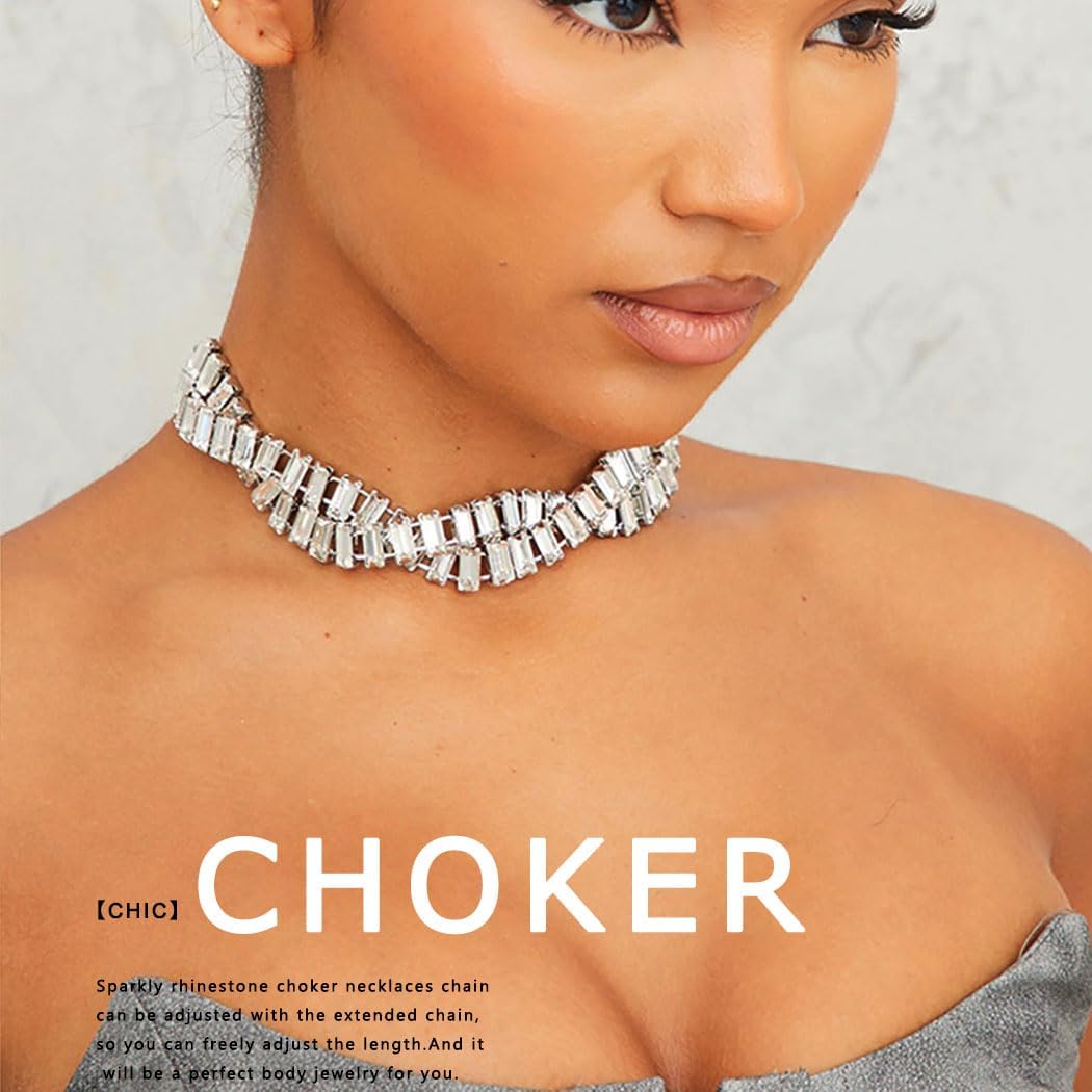 CanB Rhinestone Choker Necklace Crystal Necklace for Women Cute Necklaces Chain - Image 3