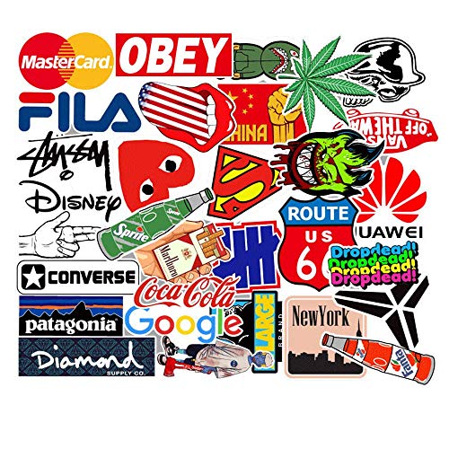 LAIK Cool Sticker 100pcs Random Music Film Vinyl Skateboard Guitar Travel Case Sticker Door Laptop Luggage Car Bike Bicycle Stickers (100pcs) (100PCS)