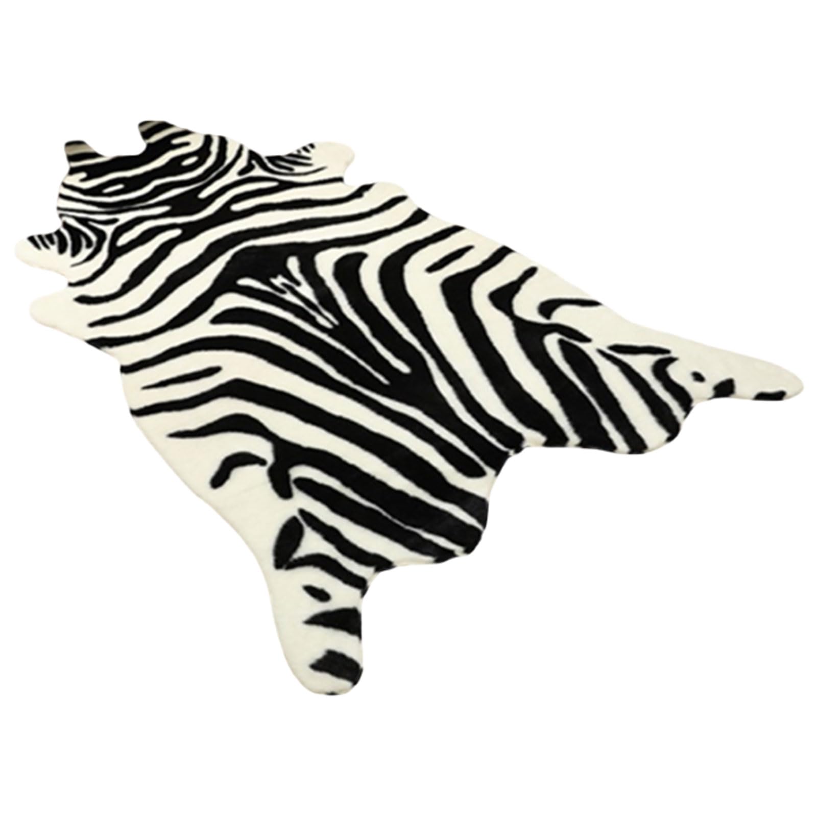 Tapis De Salon Imprimé ZèBre,Tapis Imprimé ZèBre Imitation,Tapis Imprimé ZèBre en Fausse Peau De Vache,AntidéRapant,Confortable,Lavable,pour Chambre,Salle à Manger,Couloir Et Bureau