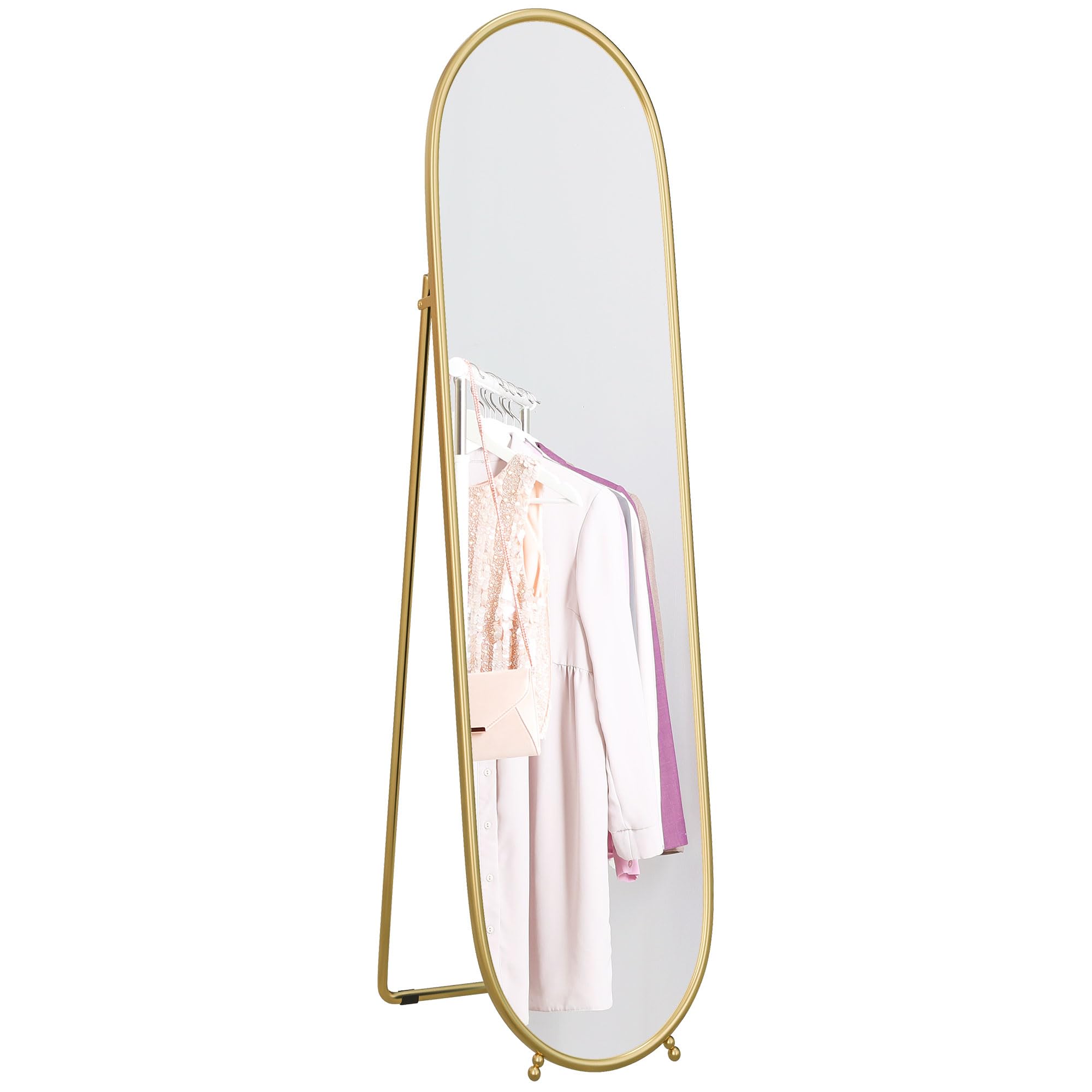 HOMCOM Wandspiegel 70 x 50 cm Fenster Spiegel mit Metallrahmen Dekorativer Hängespiegel Flurspiegel für Schlafzimmer Wohnzimmmer, Gold