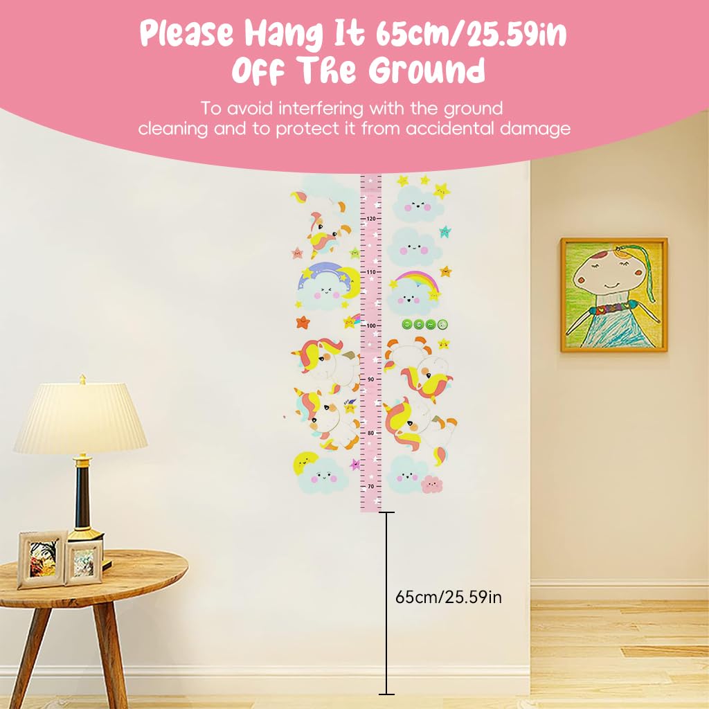 PATPAT� Height Growth Chart for Kids Room 70-180cm Height Ruler with Magnetic Cartoon Pink Unicorn Marker Height Growth Chart Kids Room Decor - Image 6 thumbnail