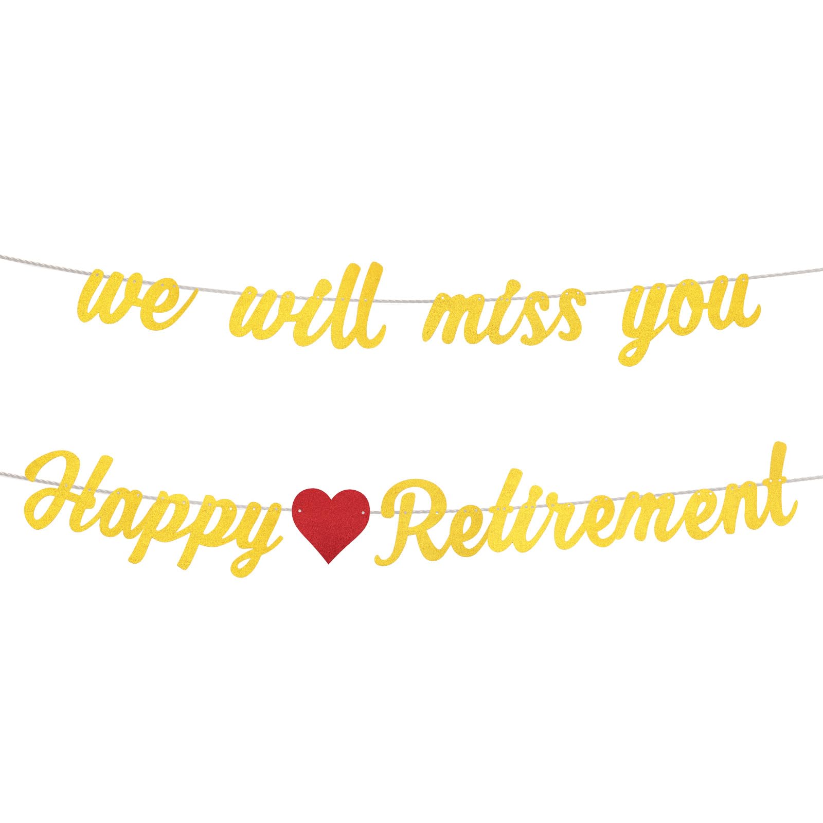 Esitrormi Gold Glitter Happy Retirement Banner, We Will Miss You Bunting for Retirement Party Decorations Office Farewell Supplies