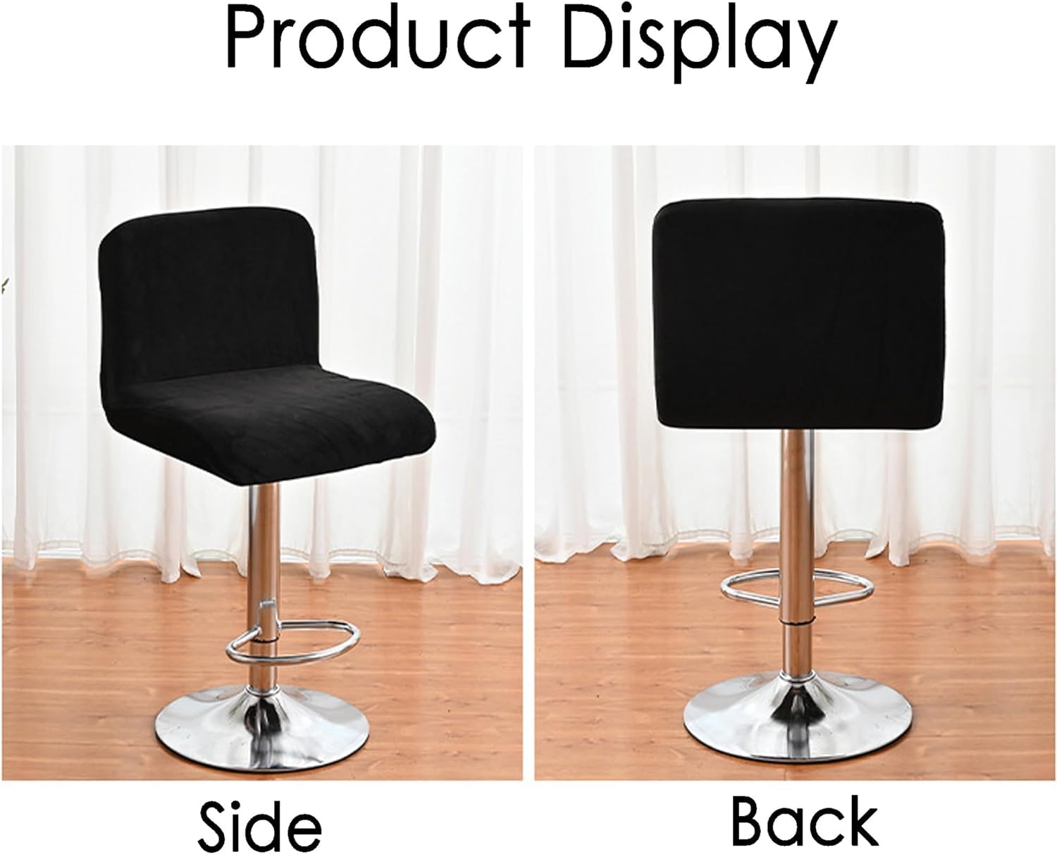 Lot de 6 housses de tabouret de bar en velours extensible - Camel