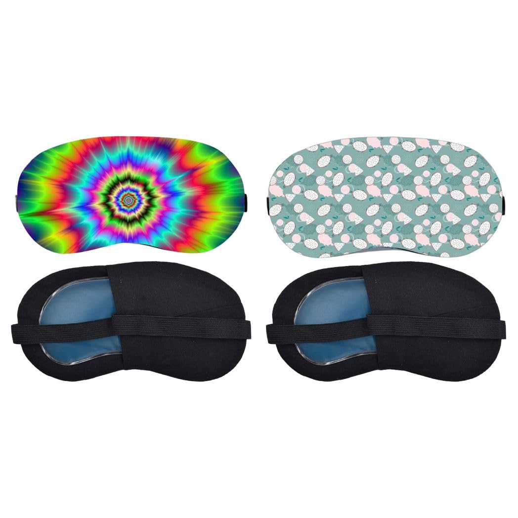Aoxeria Rainbow Tie-Dye Spiral, Mint Seashell Pattern Sleeping Mask Combo, Soft Comfortable Light-Blocking Eye Cover for Women, Men & Kids, Reusable Blindfold for Night Sleep, Nap, Travel (Pack of 2)-image-10