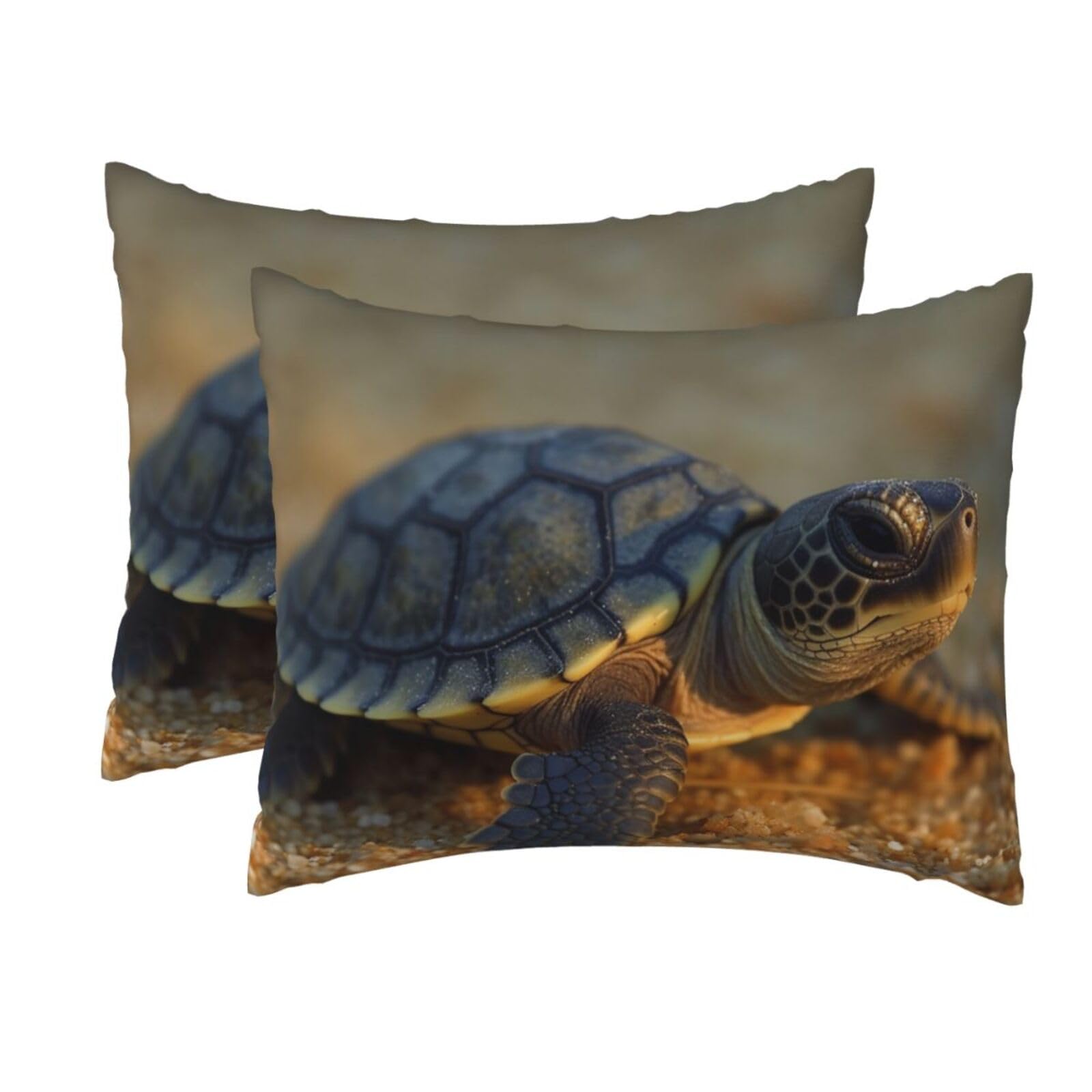 2 Pack Standard Pillow Cases with Hidden Zipper, Soft Breathable Pillow Covers for Hair and Skin, Baby Turtle Pillowcases 20"x26" Bed Pillow Protectors Cover for Sleeping Gifts