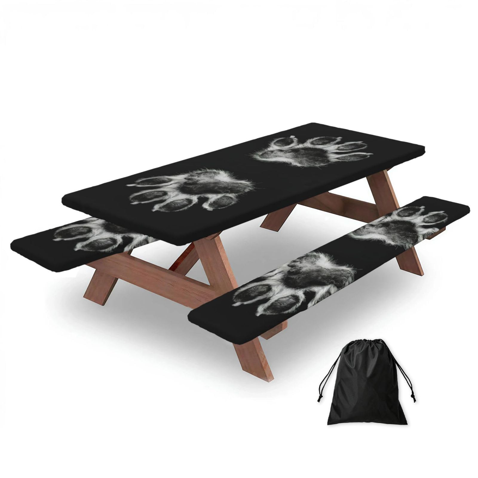 Pawprint Print 3 Pack Wipeable Picnic Bench Cover And Table Cover Lightweight Table Cloth For Camping Outdoor
