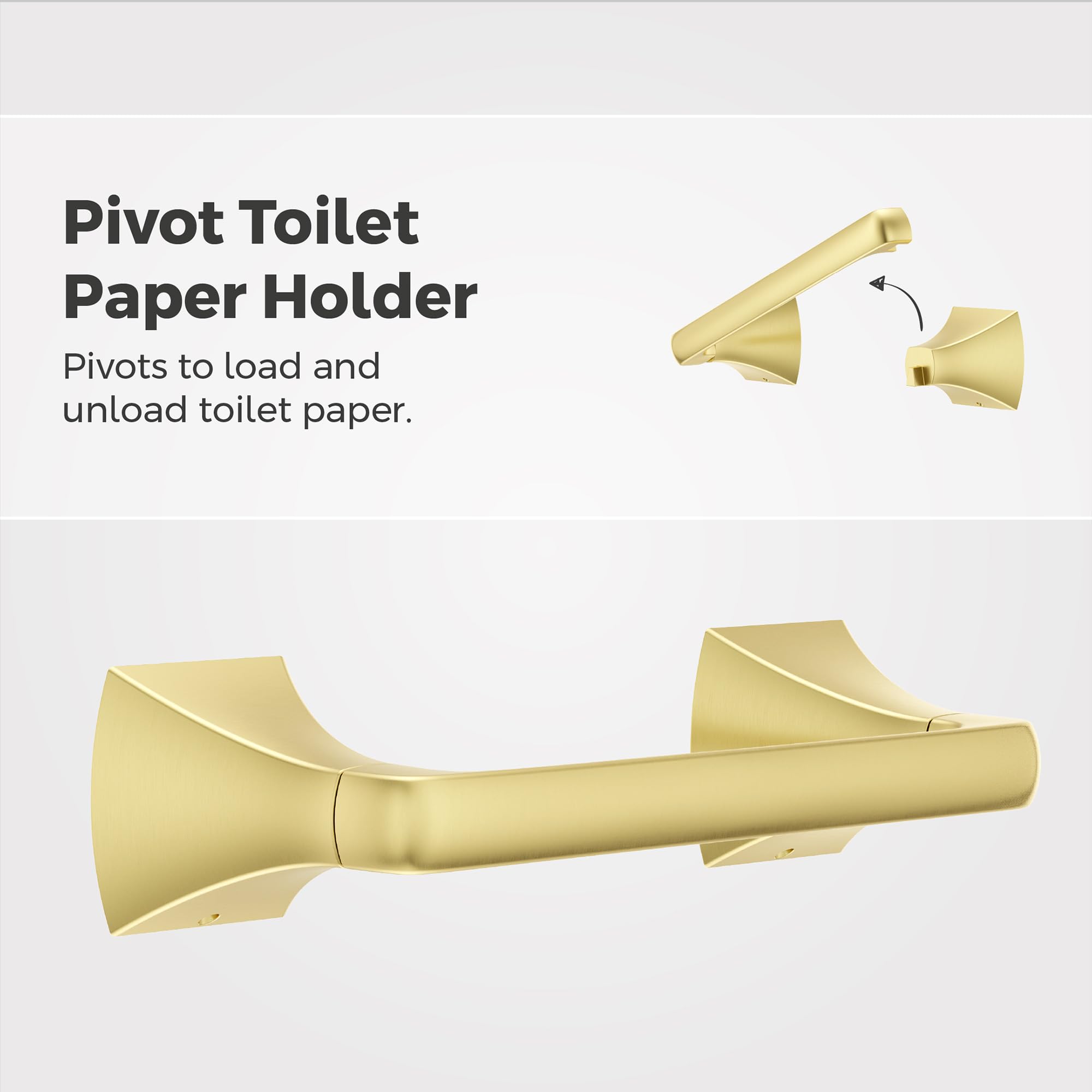 Pfister Bruxie Toilet Paper Holder, Bathroom Tissue Roll Holder, Wall-Mounted, Screw-In, Brushed Gold Finish, BPHBIE0BG - Image 2