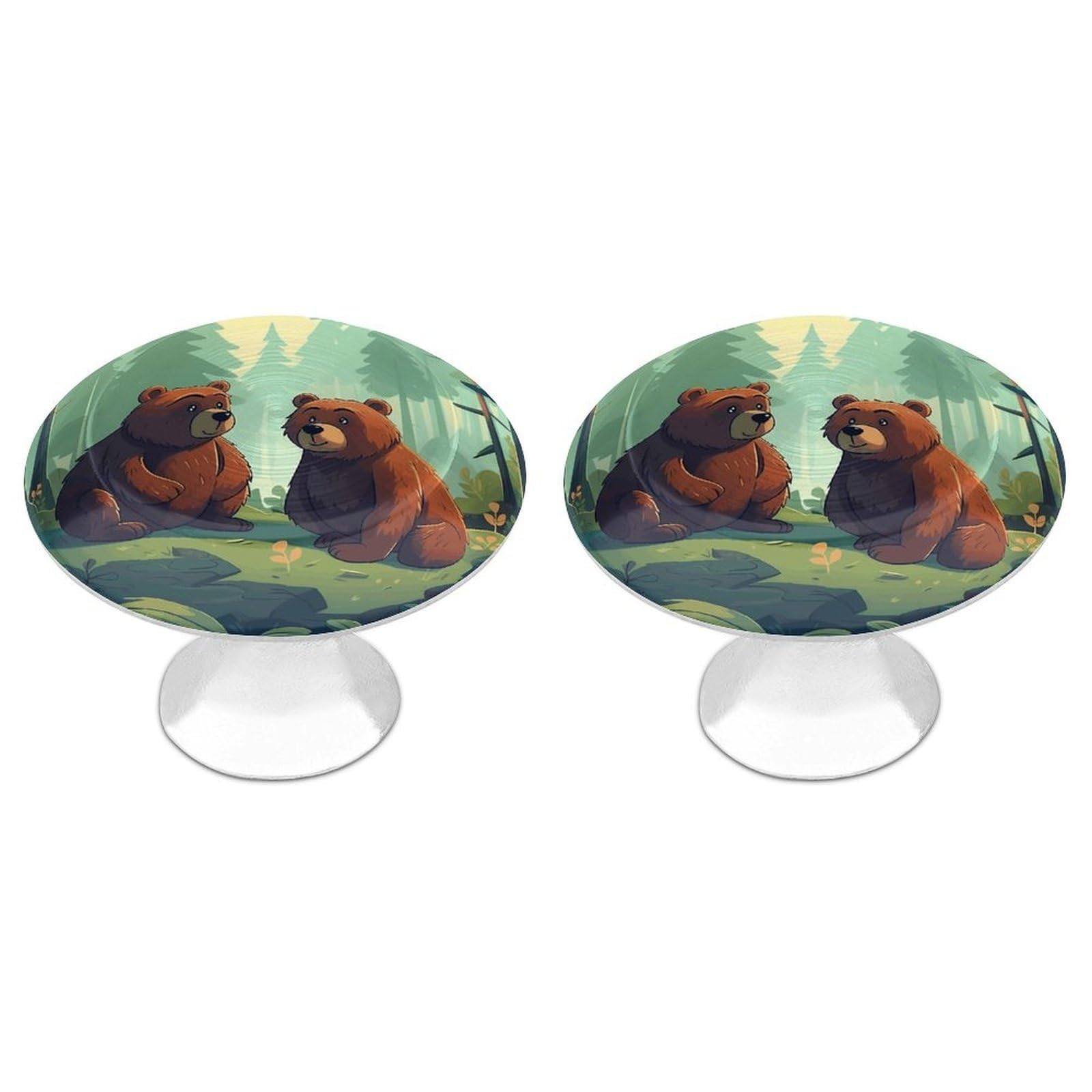 Btcowzrv Style Hand Drawn Bear 2 Pack Cabinet Knobs Drawer Pulls
