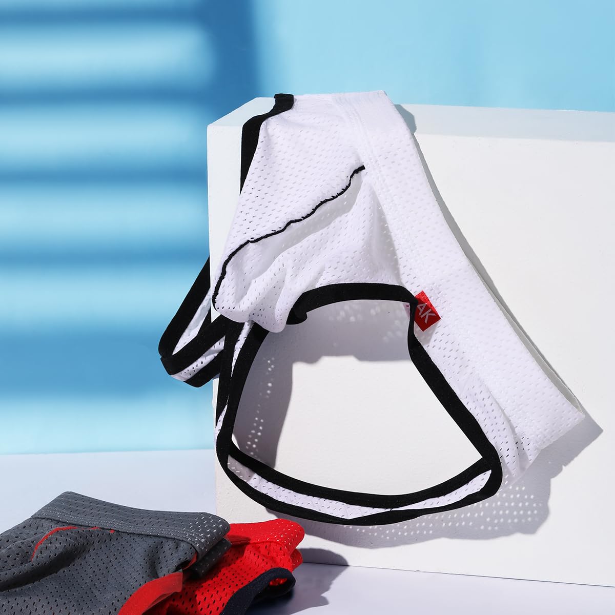 Męski pasek Jockstrap stringi Seksowna bielizna dla mężczyzn, A3 biały, S | Oddychająca siatka, męska bielizna sportowa Jockstrap Athletic