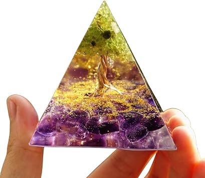 Orgonite Pyramid 2.4 x 2.4 inches 60 x 60 mm, Natural Stone, Power Stone, Figurine, Purification, Crystal, Energy, Romance, Marriage, Human Relations, Interpersonal Luck, Work, Business, Luck, Money