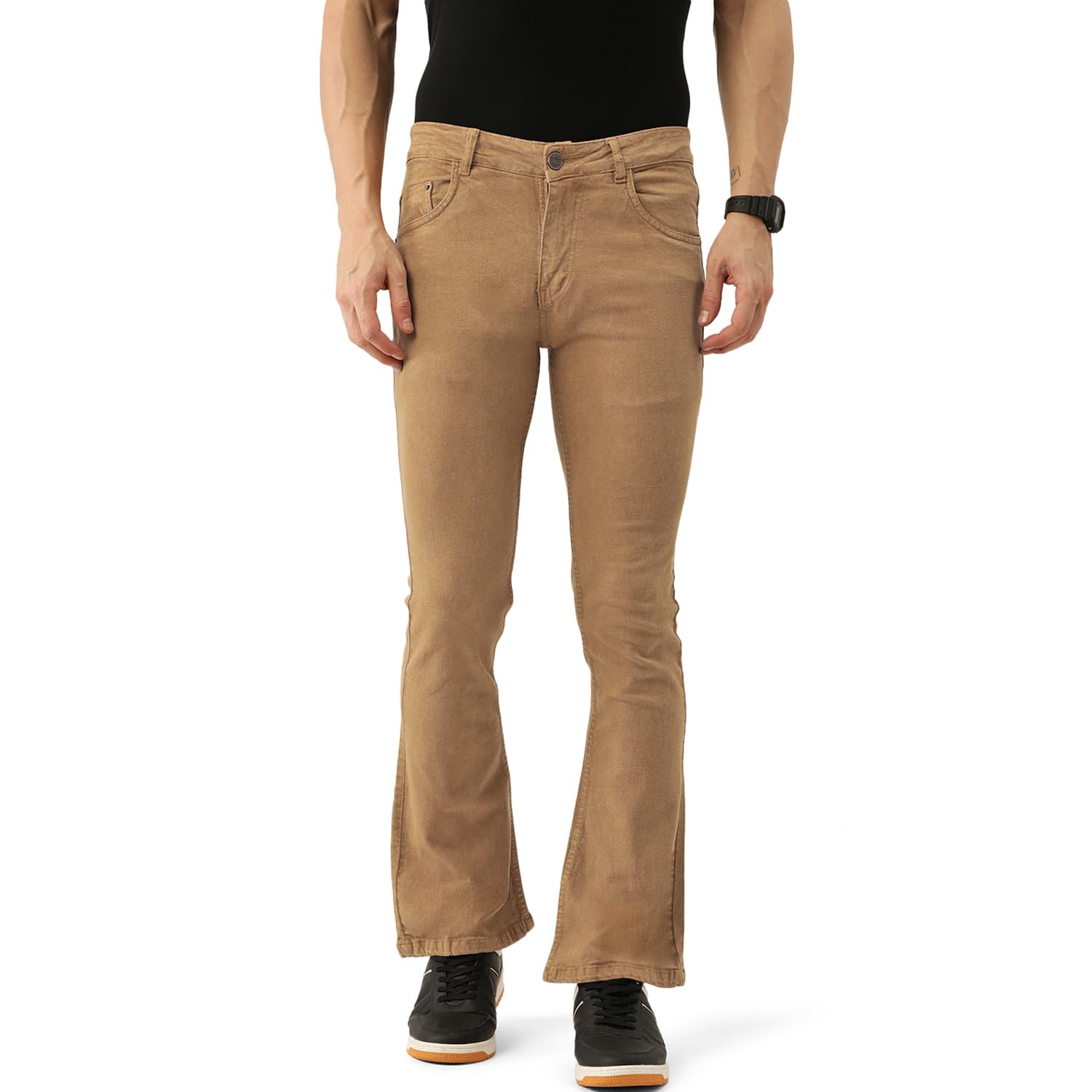 PARIS HAMILTONMen Bootcut Fit Stretchable Bellbottom Denim Jeans