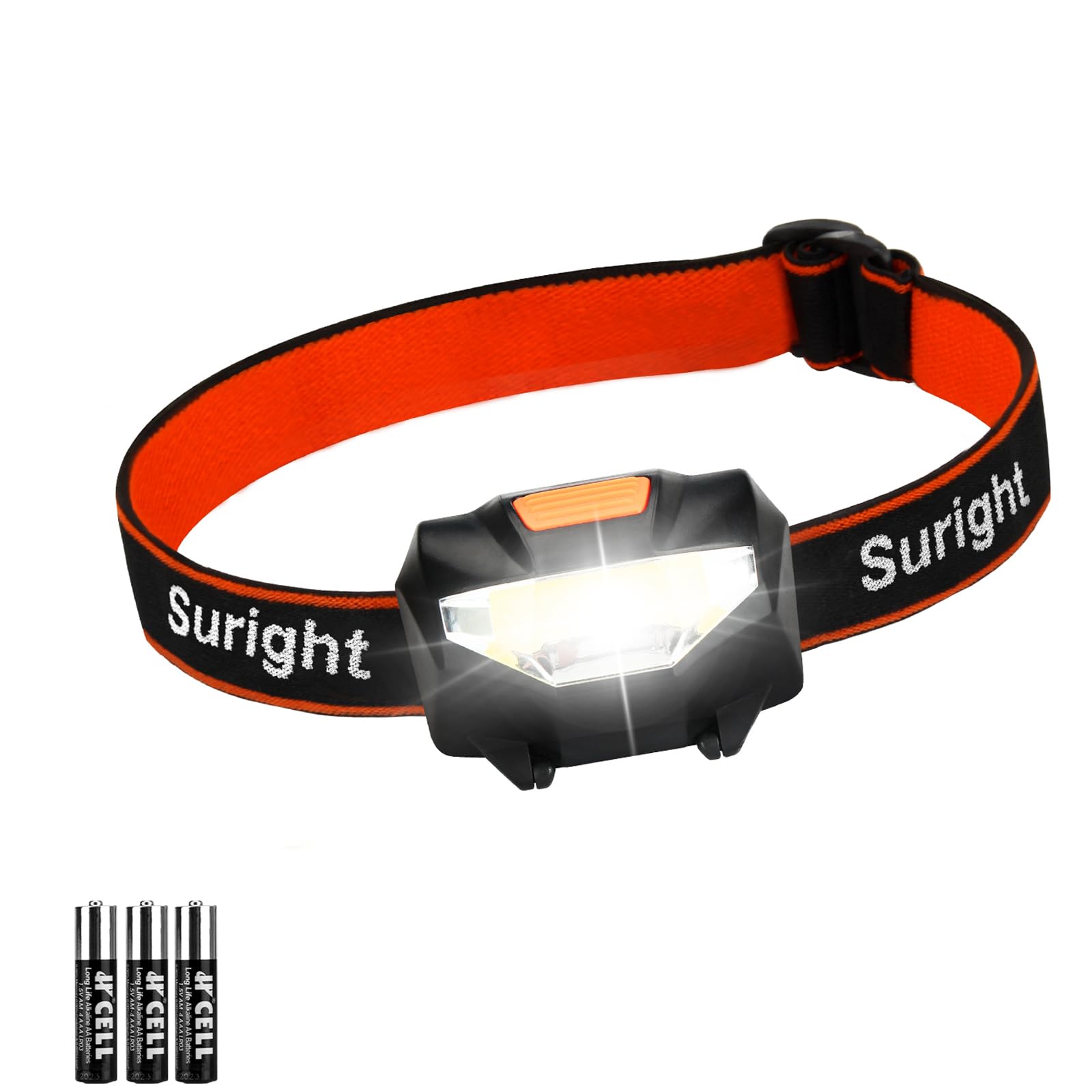 Torcia Frontale LED, Lampada Frontale LED 3 Modalità di Illuminazione Angolo di 60° Regolabile Luminosità 140 Lumen, Lampada da Testa LED per Campeggio, Escursioni, Pesca, Corsa (3 Batterie Incluse)