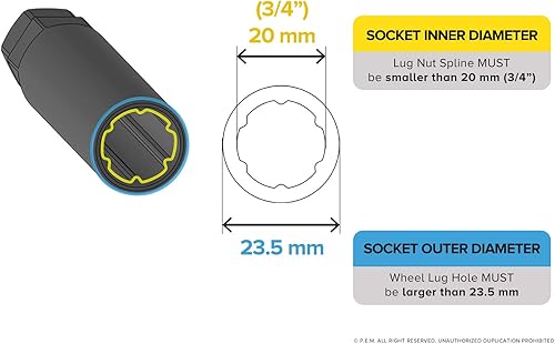 Miniatura 3 de StanceMagic Herramienta de llave de repuesto para sintonizador de accionamiento estriado de 6 puntos, para tuercas de bloqueo de rueda de seis