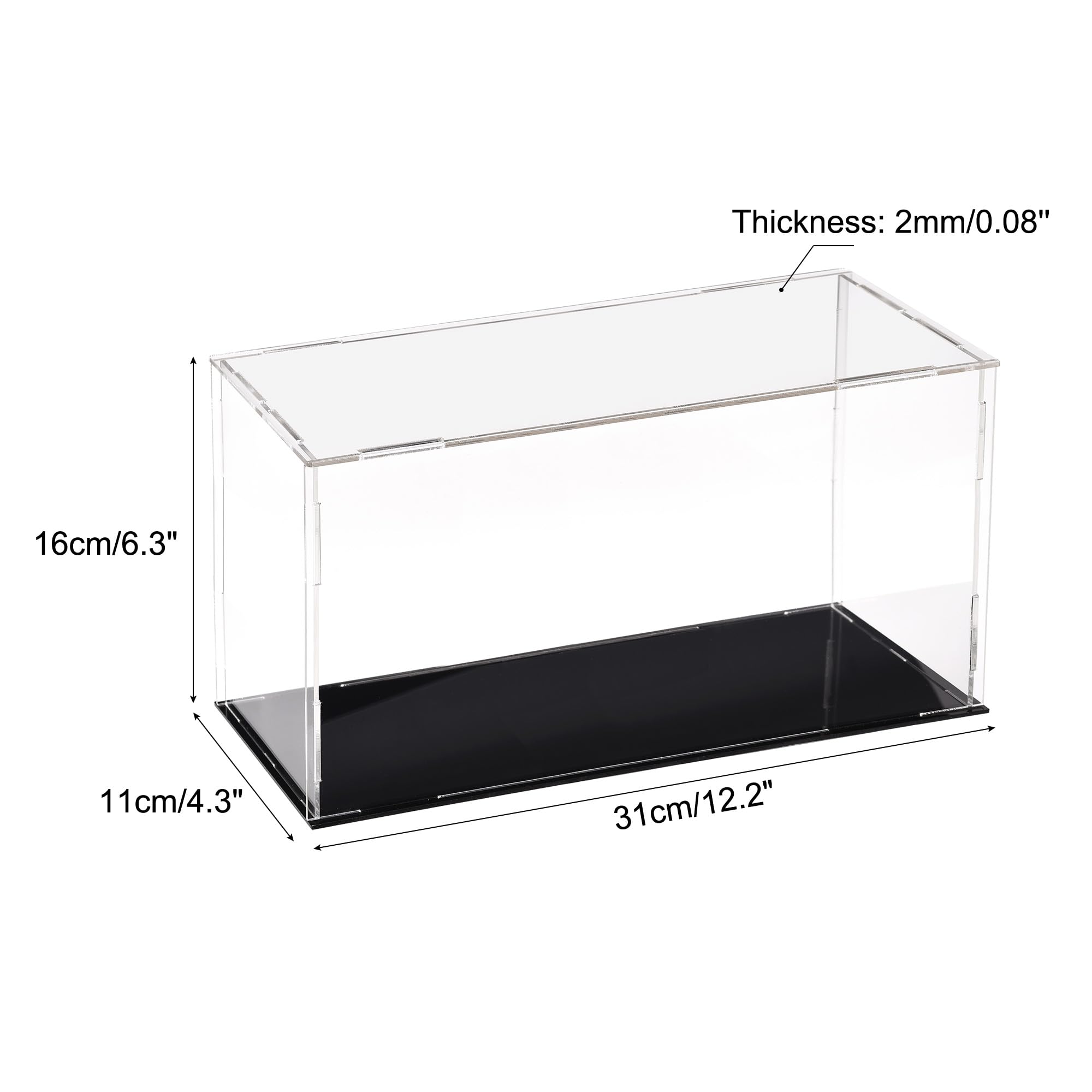 sourcing map Vitrine en acrylique transparent étanche à la poussière pour objets de collection 30 x 10 x 15 cm
