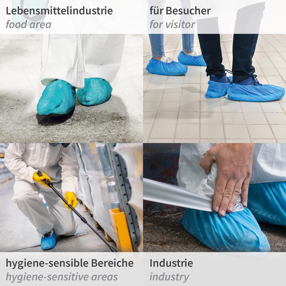 Hygostar 2000x Schuhüberzieher Einweg blau, CPE Überzieher Schuhe, Schuh Überzieher wasserdicht, Überschuhe Fersenschutz für Schuhe, Schuhüberzieher reißfest, Überschuhe elastisch, Überziehschuhe