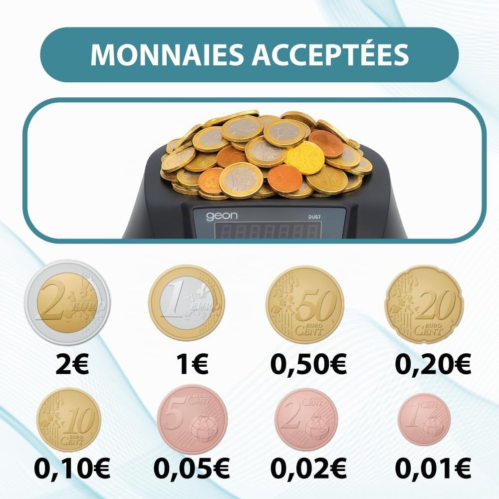 Compteuse Monnaie Automatique Trieuse Monnaie 200 Pièces/Minute Capacité 300-500 Compatible EUR USD Écran LED Connexion RS232