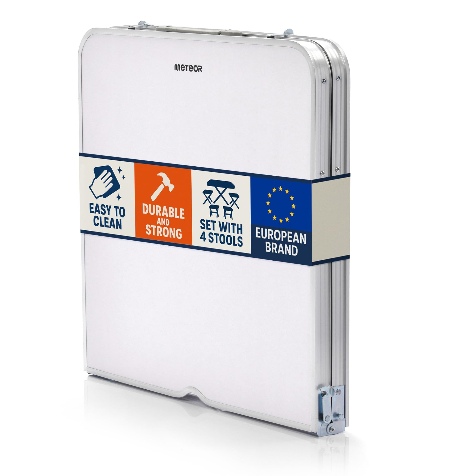 meteor Tavolo e Sedie Pieghevoli Portatile - Set Tavolino con 4 sgabelli - Campeggio Giardino Picnic Camping Spiaggia Terrazza Viaggi - Pesta