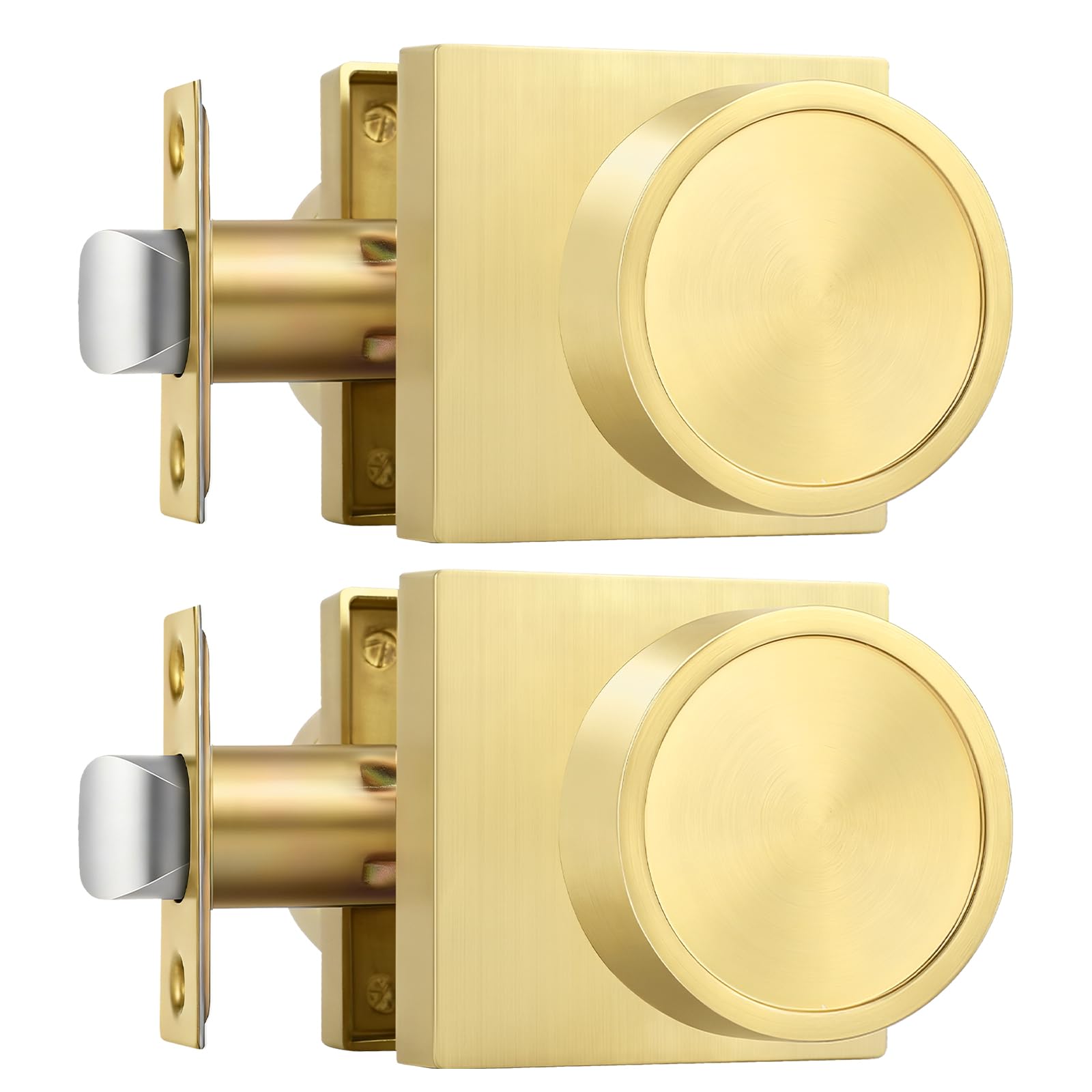 Goldenwarm Passage Brushed Gold Closet Door Knobs Interior, 2 Pack