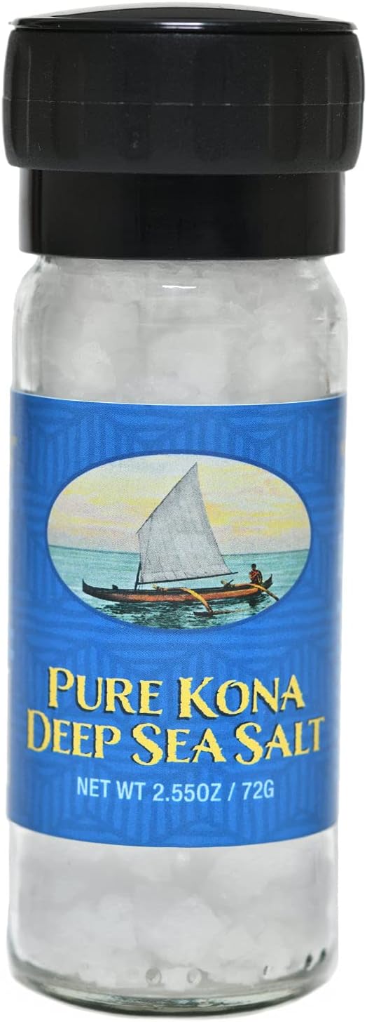 Pure Kona Deep Sea Salt Grinder – 2.55oz. - 100% Pure Deep Sea Salt with Our New Label