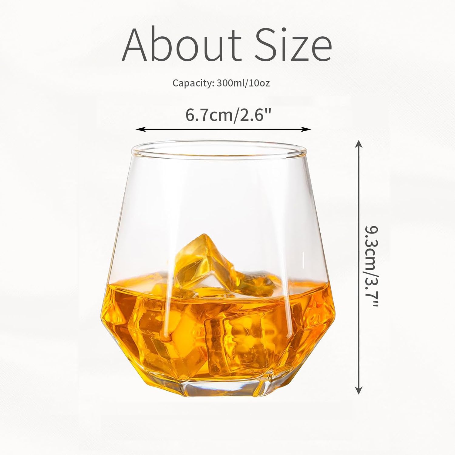 Verres à Whisky Old Fashioned: 6 Pcs Gobelet sans Pied, Transparent