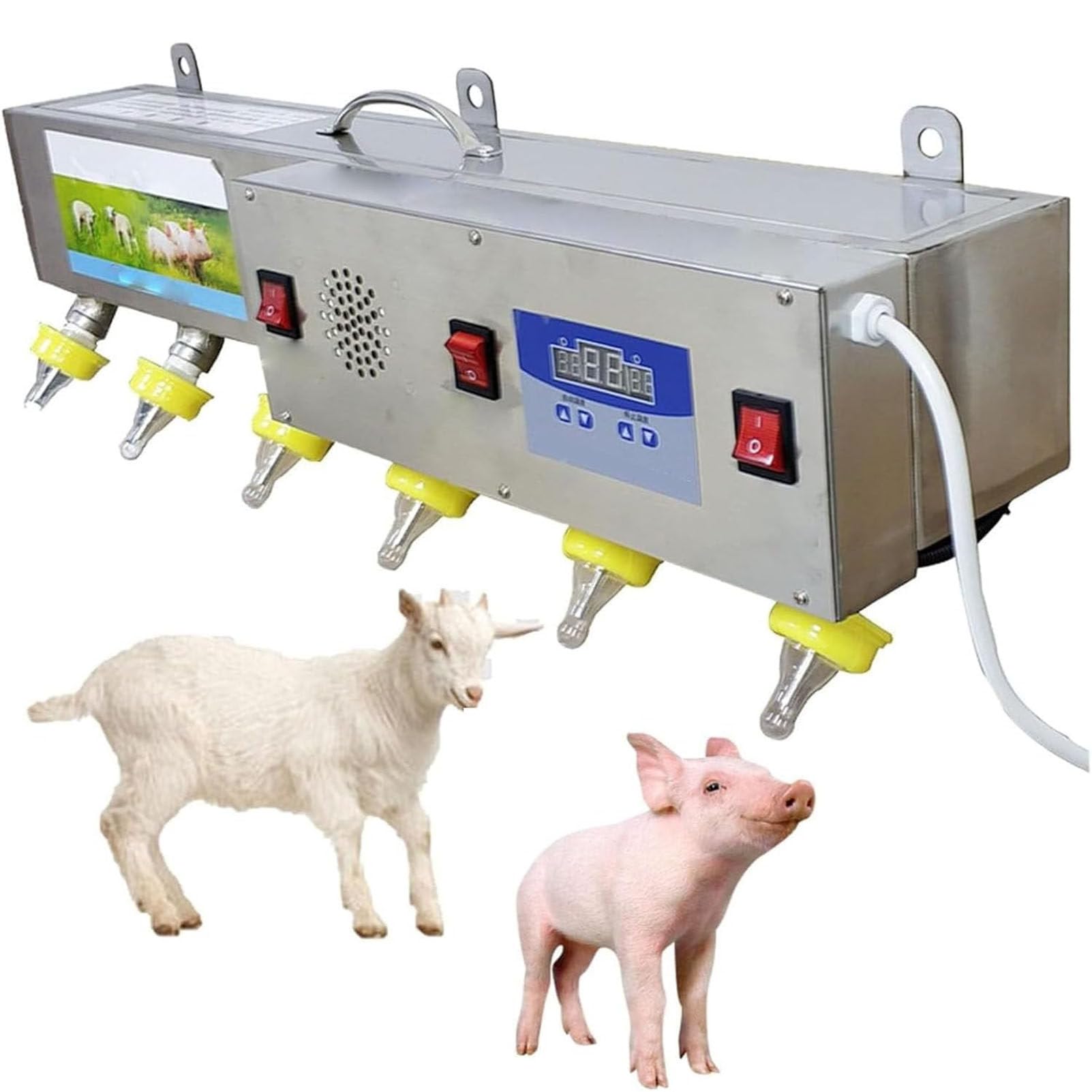 YXYLJOZ 6 Automatic Nipple Feeders for Piglets & Lambs, Constant Temp Milk & Water, Sound Simulation, Breastfeeding Device,220v