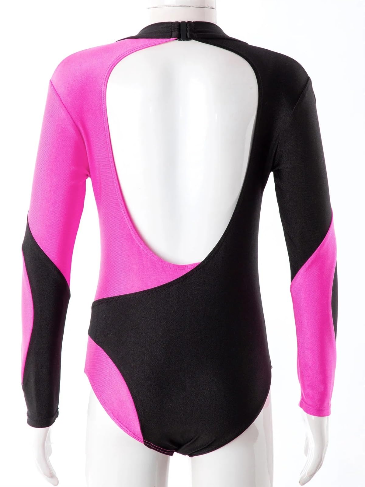 Turnanzug Mädchen Mädchen Ballettanzug Gymnastikanzug Eiskunstlauf Kostüm Langarm Rückenfrei Glänzend Strass Bodysuit mit Shorts