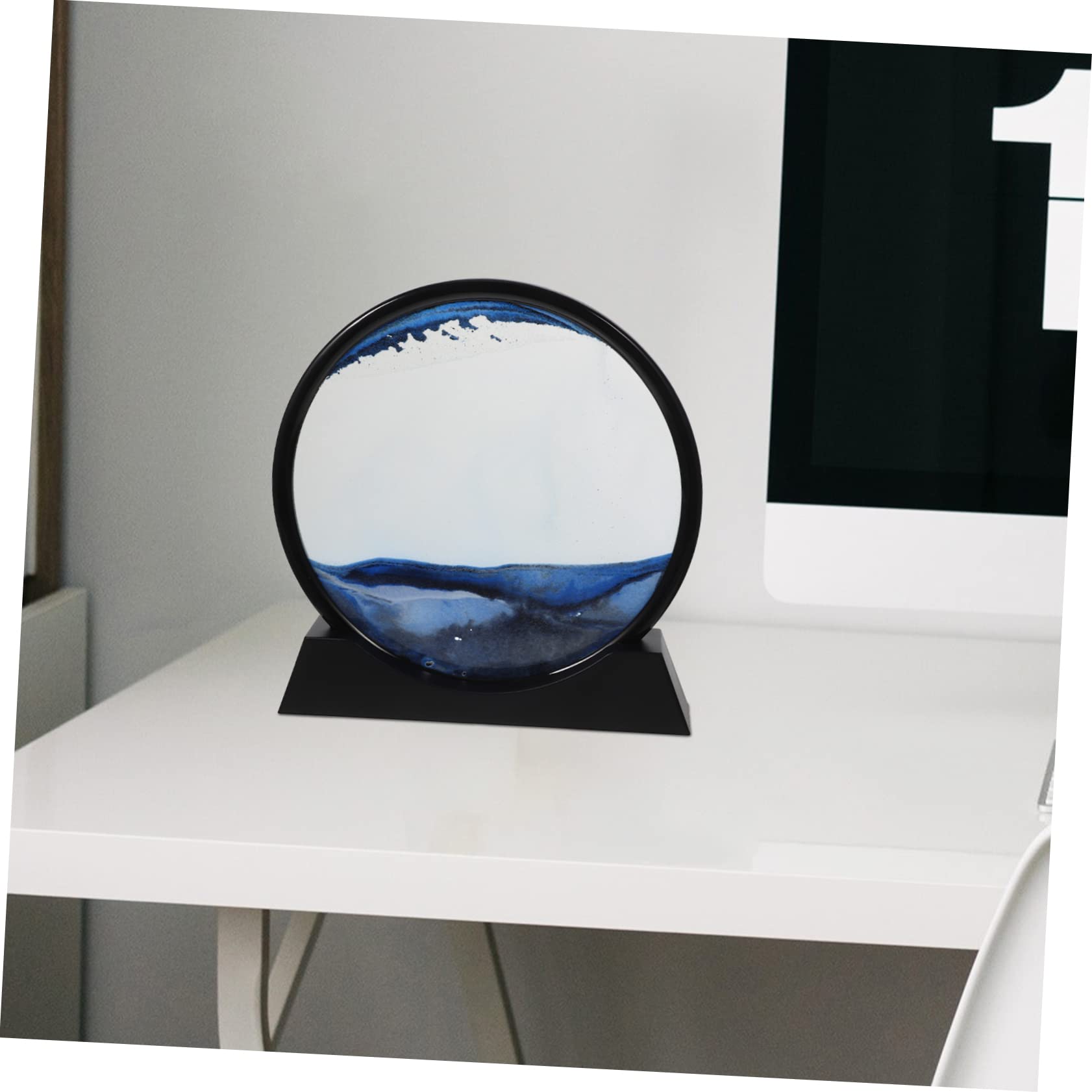 UPKOCH Cuadro de Arena Líquida Dinámica Paisajística 3D 12inch | Decoración para Casa y Oficina, Color Azul, Abs Agua y Arena, Estilo Elegante y Simple