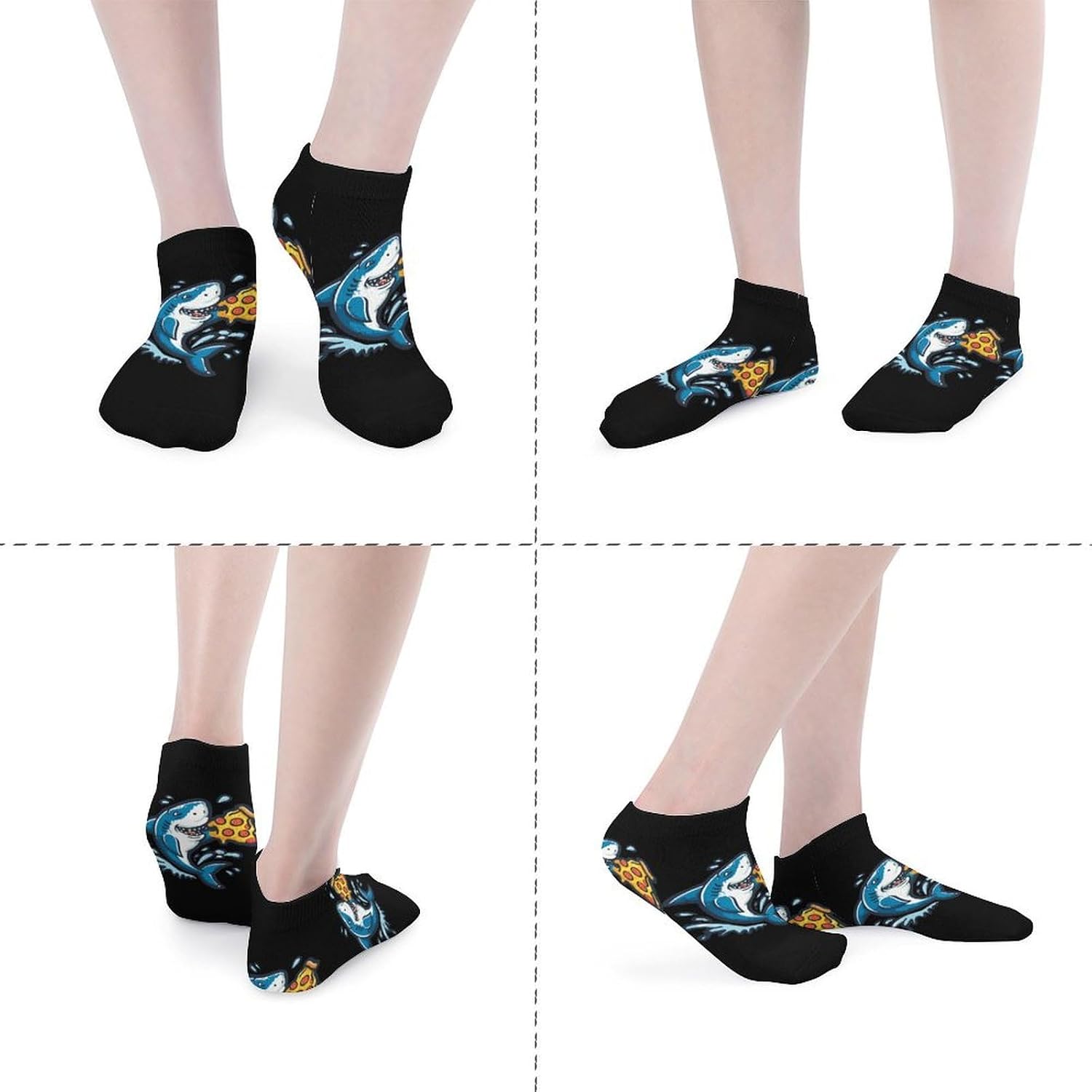 Shark Pizza Socks for Men Women 5 Pairs Ankle Socks
