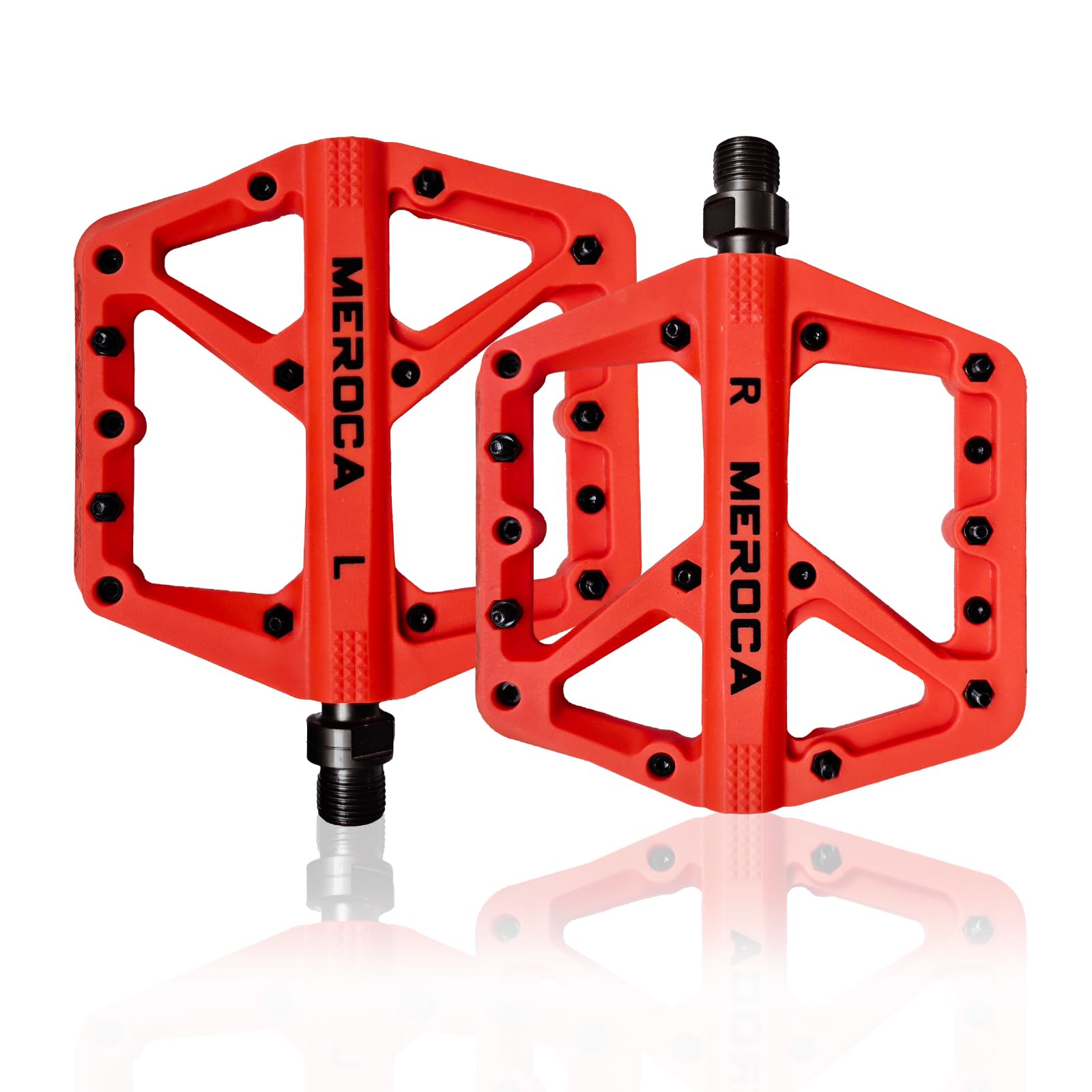TINGSING Mountain Bike Pedals, Non-Slip MTB Nylon Fiber Bicycle Pedals, Lightweight and Wide Flat Platform Cycling Pedals, Featuring Perrin Bearing & Double-Sided Anti-Slip Nails