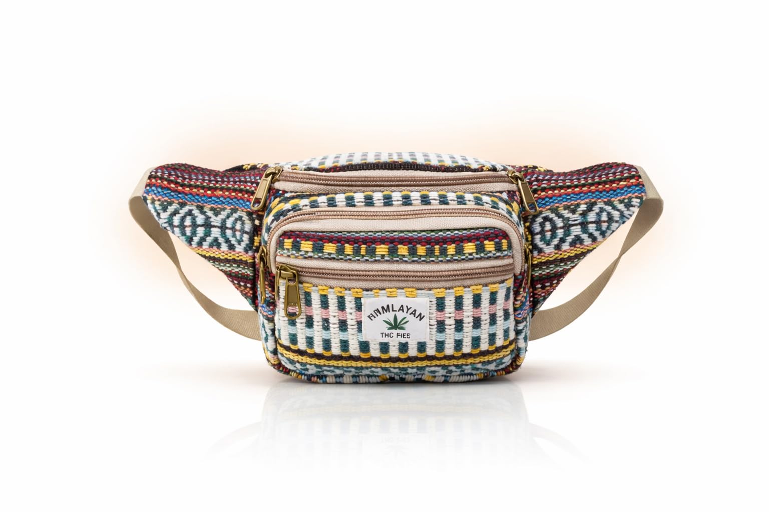 MYRDTR Everyday Essential Fanny Pack – Woven Ethnic Pattern Belt Bag with Brass Zipper Hardware-image-20