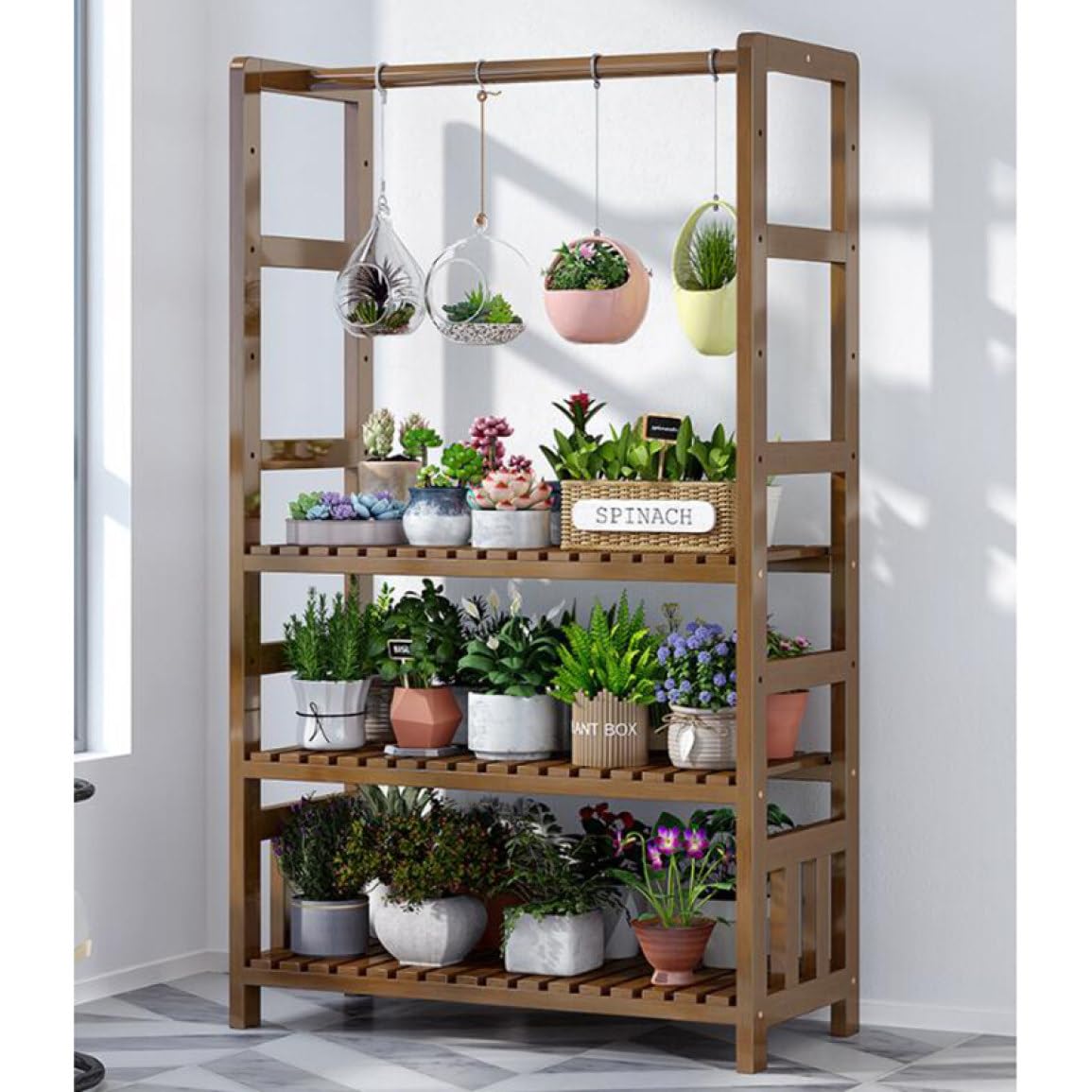 天然木　花台❤️ Amazon.co.jp: [GZGZ] プランタースタンド フラワースタンド3段