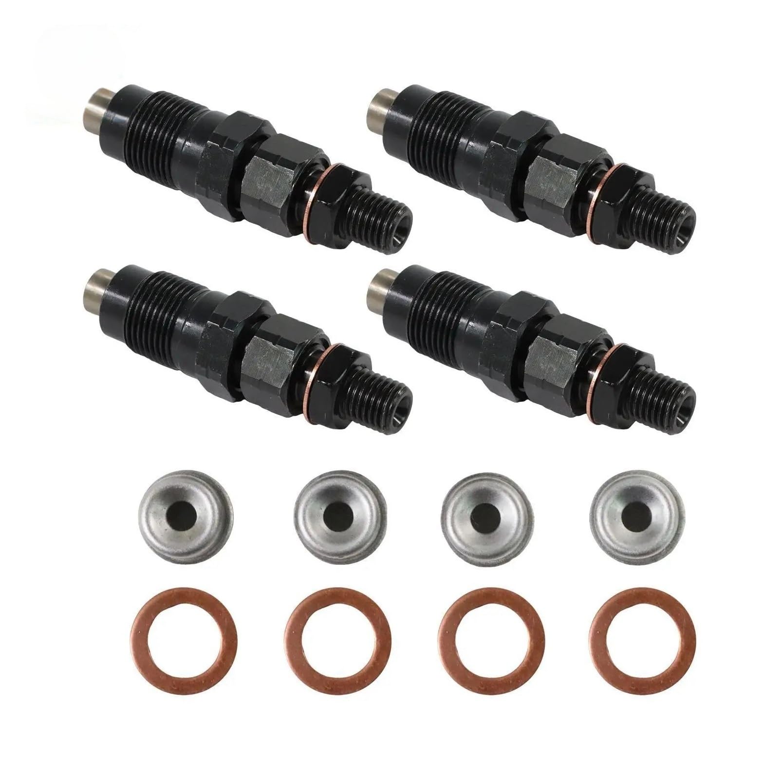 Kit de 4 inyectores de combustible diésel TD27 con anillo de 20 mm, 16600-43G23, 1660043G23, compatible con Nissan Navara TD27 D21 de 2,7 l, válvula de 140 bar.
