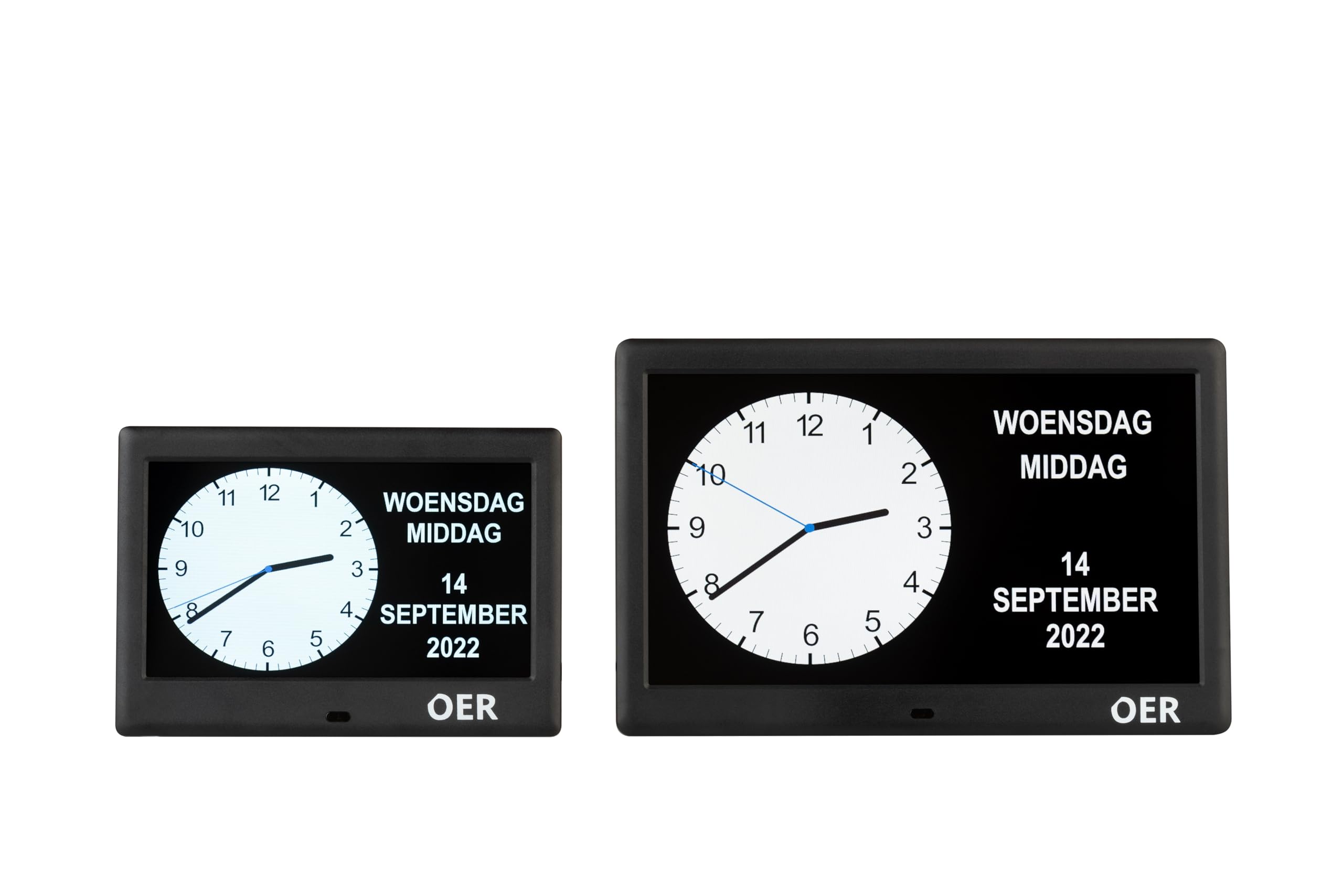OER - Orologio per demenza, display digitale e analogico, calendario digitale e orologio per anziani, orologio con calendario per la demenza (17,8 cm, nero)
