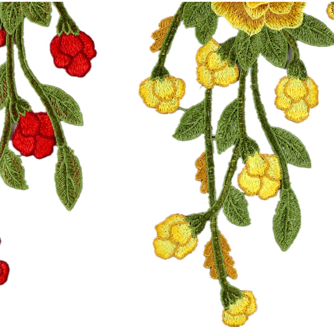 Appliqué ricamati Applicazioni for Abbigliamento, Toppe Ricamate In Tessuto Floreale, Confezione Da 5 Cucire Su Peonia(Yellow)