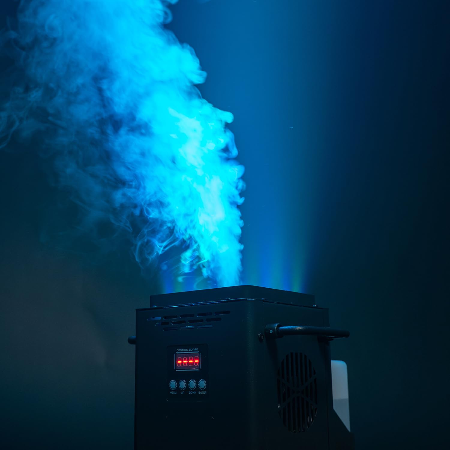 QTX VertiBox - Nebbia verticale compatta a LED, effetto fumo e luce per DJ, discoteca, palcoscenico, Natale e Halloween, telecomando wireless, DMX, LED RGB