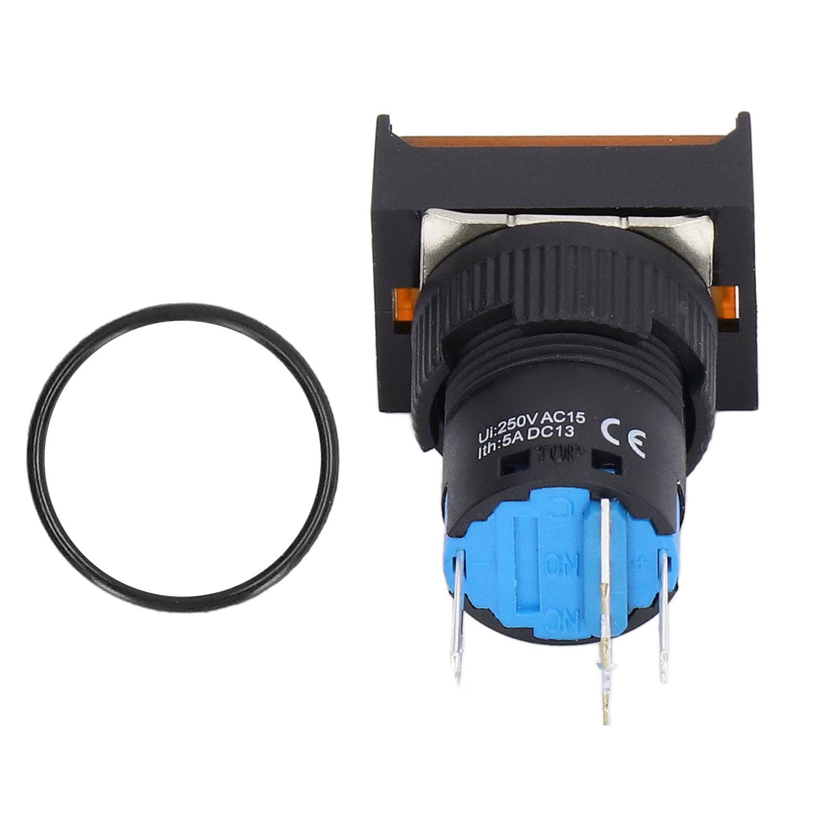 Yosoo Health Gear Interruptor de Botón, Interruptor de Botón de Latón ABS 24 V 16 Mm con Luz, Autobloqueo y Control Momentáneo, Clasificación 5 A, para Equipos de Automatización Caja de Distribución