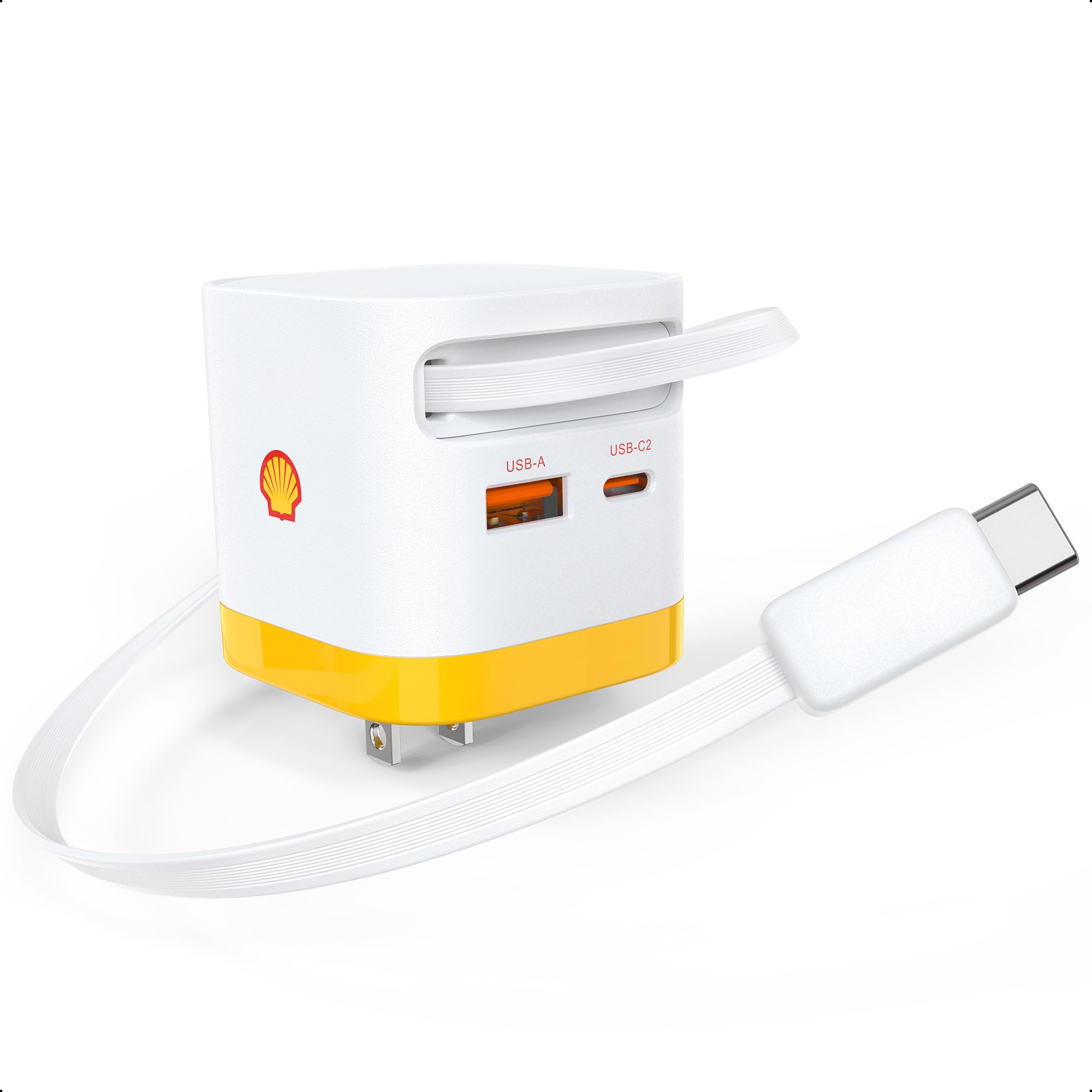 Amazon | Shell 巻き取り式 充電器 65W 伸縮式 Type-C ケーブル内蔵 3