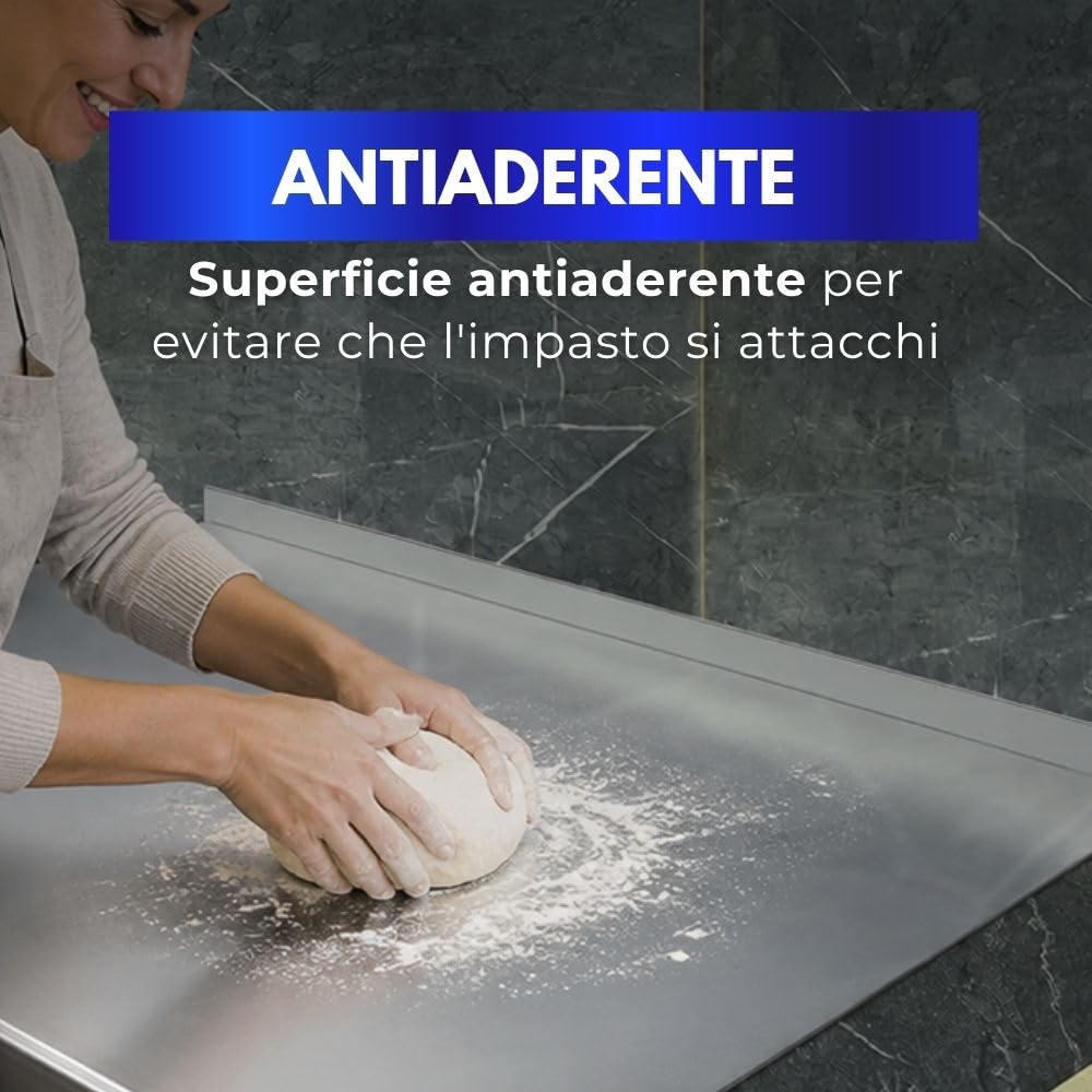 INOXLM Spianatoia per impastare Piano da Lavoro in Acciaio Inox Varie Misure per Cucina per Bar per Ristorante per impastare con Piega ed Alzatina (120X56 Piega 2 cm Alzatina 4 cm)