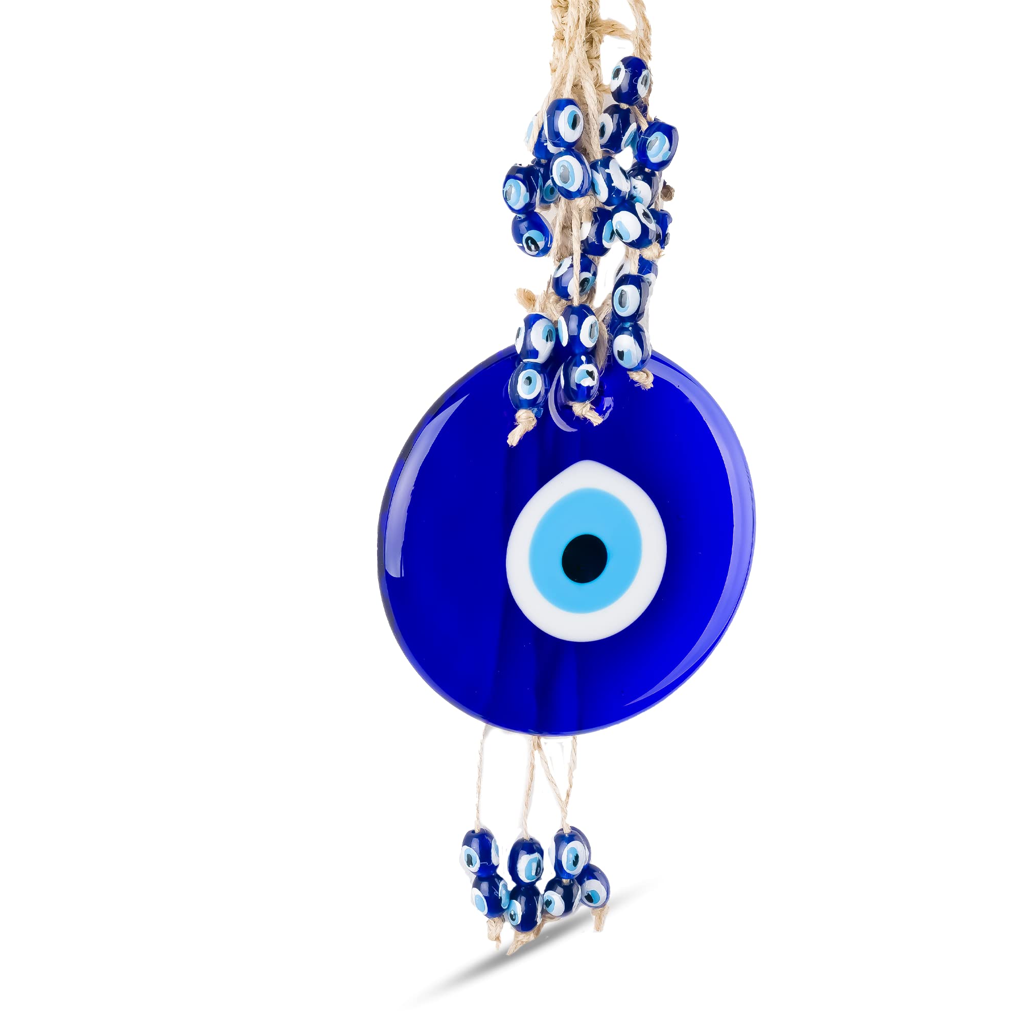 BCS Evil Eye Wall Decor 4'' Blue Glass Turkish Greek Nazar Amulet Good Luck & Protection Charm - Handmade Hanging Ornament for Home,Office, Garden, Door - Ojo Turco