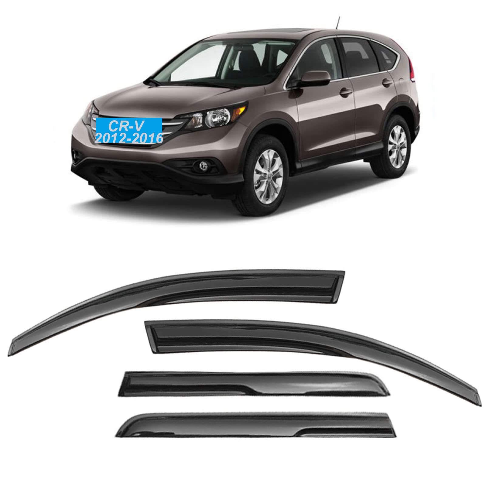 Deflectores De Viento Y Lluvia OMAC Para Honda CR-V 2006-2012 – Acrílico Oscuro, 2 Piezas, Fáciles De Instalar, Reducen Ruido Y Mejoran Flujo De Aire