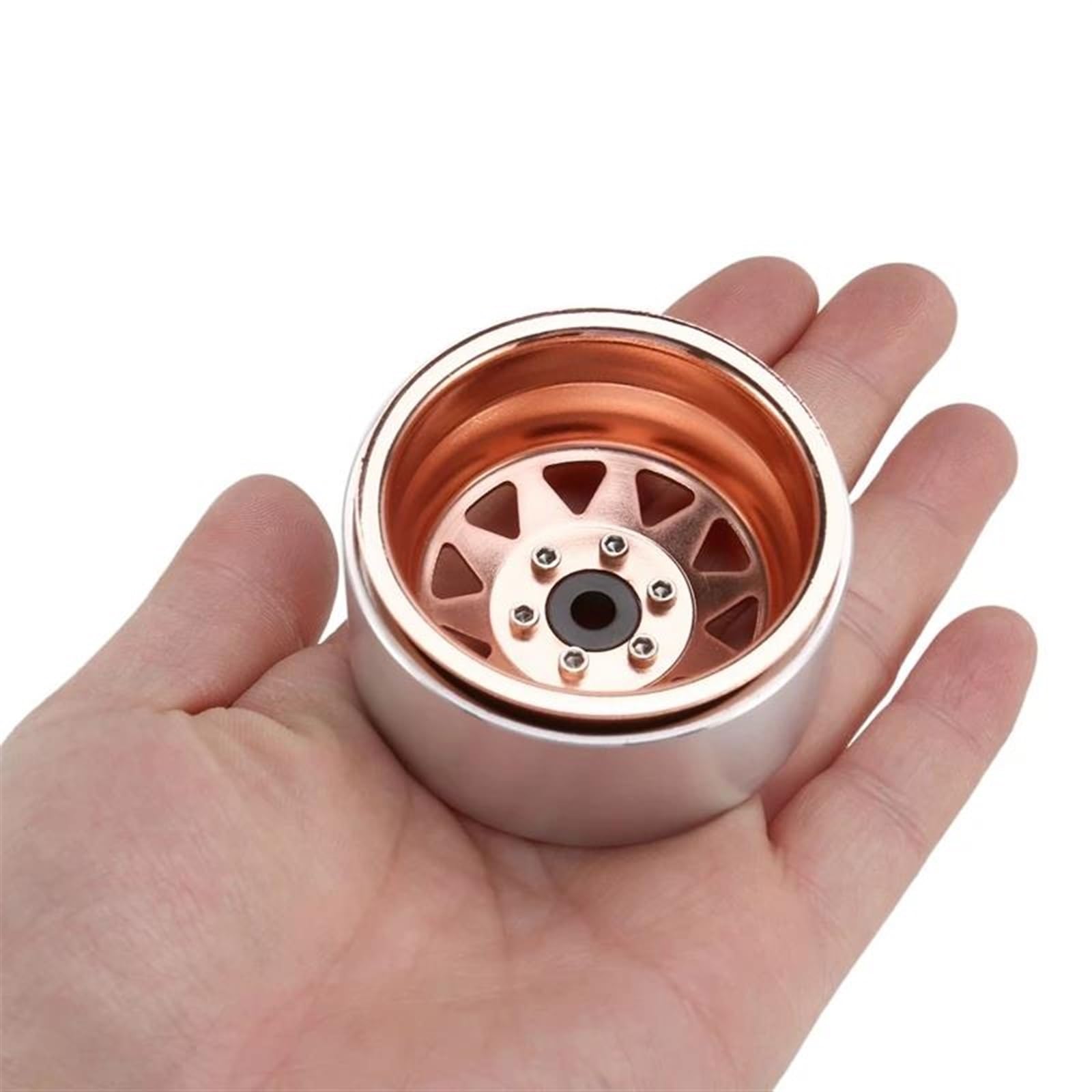 RC Car Pneumatico Ruota Compatibile con Axial per SCX10 90046 per Traxxas TRX4 per 4 Pezzi Deep Dish Wagon 1.9 Metallo Beadlock Mozzo Ruota Cerchio per 1/10 RC Crawler(Brown)