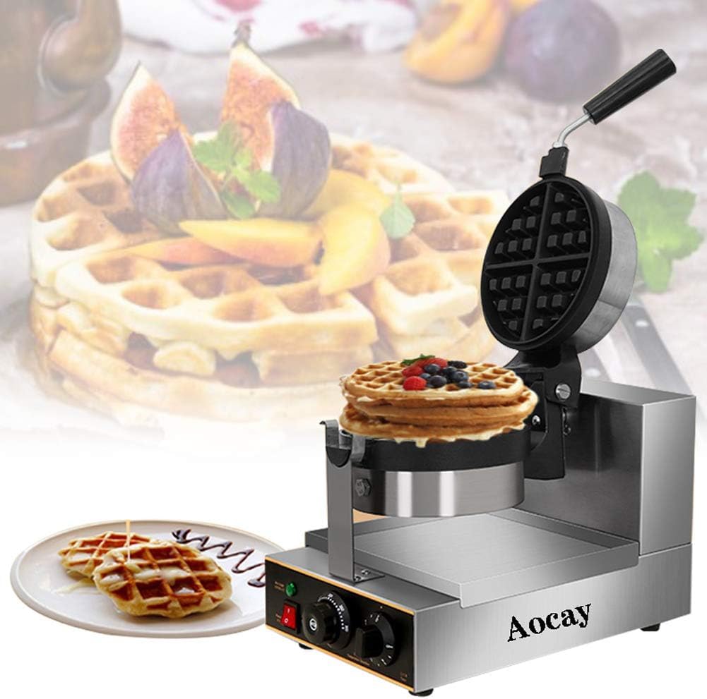 Gofrera Giratoria Redonda De 1300 W, Gofrera Comercial Y Máquina Para Hacer Bizcochos De Huevo Con Bandeja De Goteo Para Restaurantes O Panaderías, Placas Antiadherentes, Fácil De Limpiar.