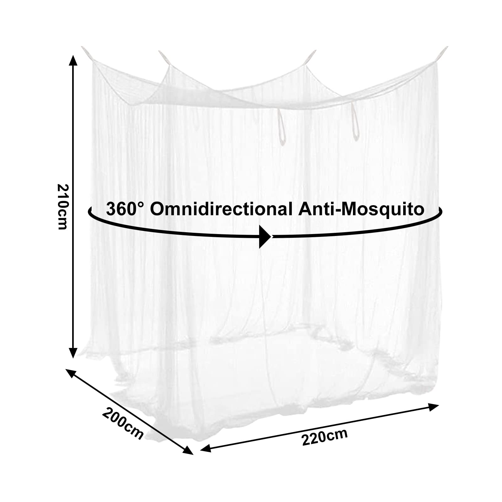 Mosquitera, mosquitera grande para cama doble, toldo cuadrado de malla, mosquitera portátil decorativa para el hogar para acampar al aire libre, viajes, 200 x 210 x 220 cm (blanco)