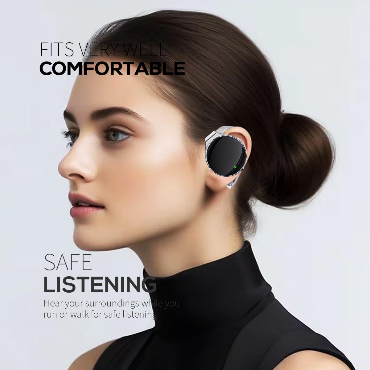 Open Ear Kopfhörer mit Mikrofon Bluetooth 5.4-52 Std Spielzeit, Kabelloses Over Ear Kopfhörer für Sport, Verbindung mit 2 Geräten, Clip On Design für Büro