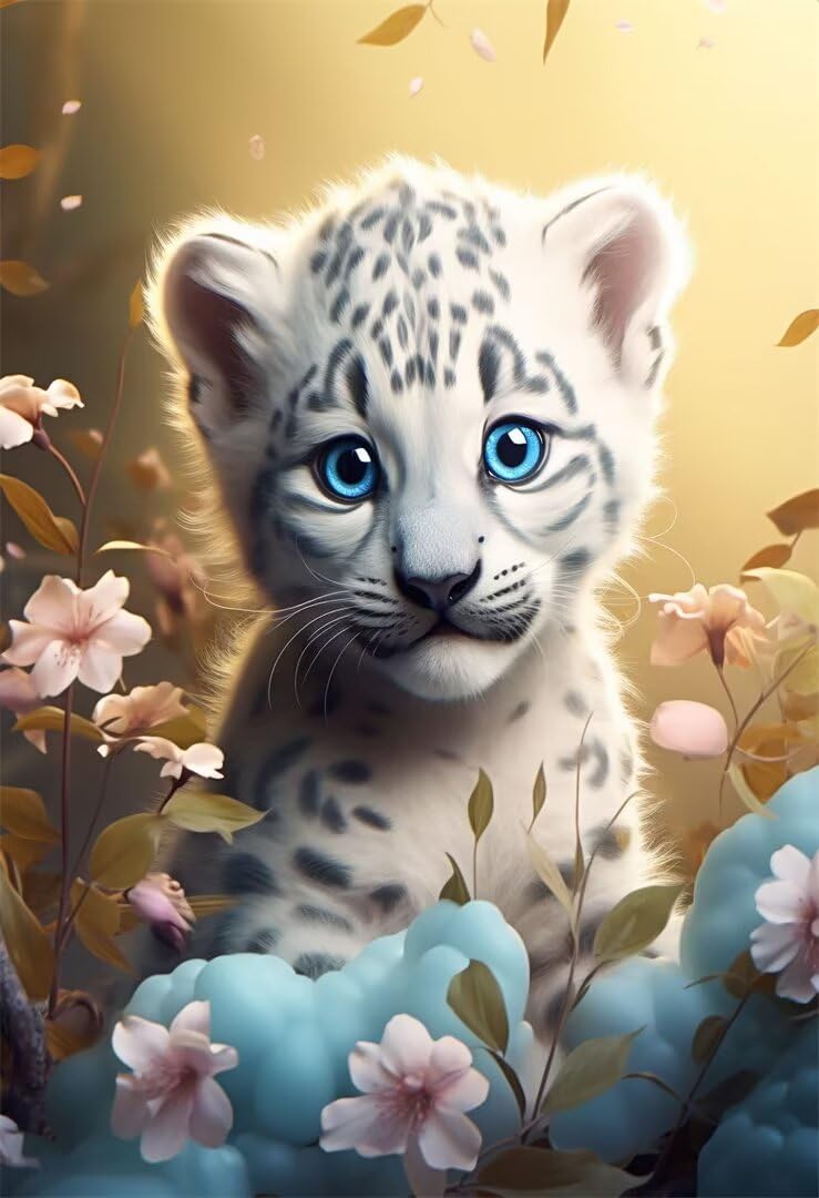 5D DIY Diamante Art Pintura kit Completo, Diamond Painting Adultos Niños Rhinestone Bordado de Punto de Cruz Artes Pintura Painting,Cuadros Decor para Cuarto, Sala de Estar - (Leopardo animal) 60x90cm